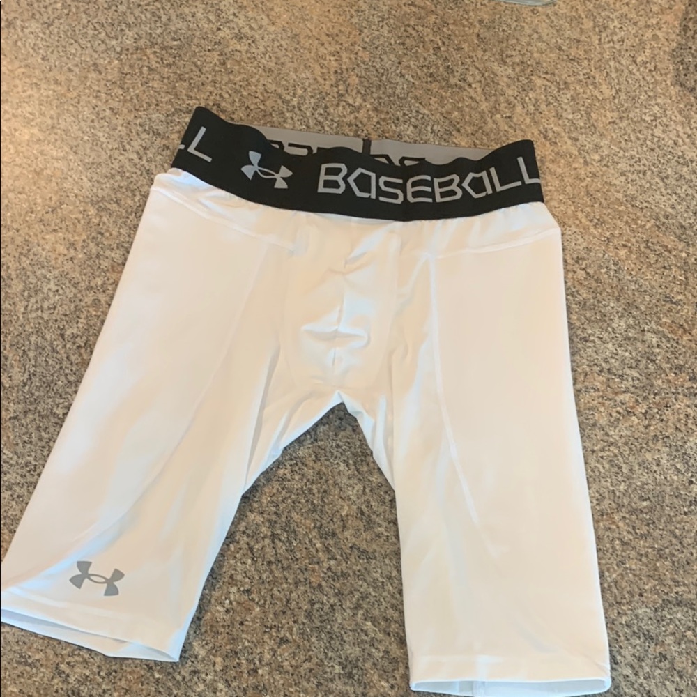 Under Armour White  Baseball sliding Shorts